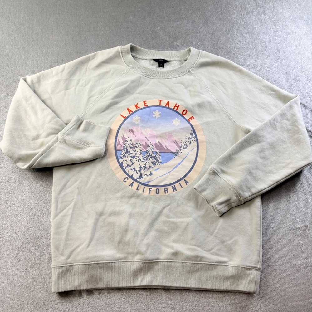 J.Crew Lake Tahoe California Graphic Sweatshirt Sage Green Women's Medium
